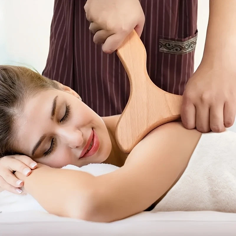 Juego de herramientas de masaje Gua Sha de madera 6 en 1 para aliviar la fatiga muscular y el dolor Foto 3 de 4