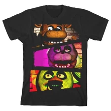 Five Nights at Freddy's "Characters" Boy's Black T-Shirt
