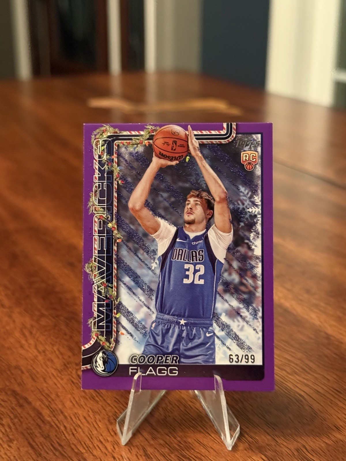 2025-26 TOPPS HOLIDAY COOPER FLAGG RC PURPLE METALLIC GLITTER #H 161 /99 SSP