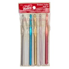 Susan Bates Silvalume Crochet Hook Set Aluminum Multicolor 5pc Sizes F-K 12196