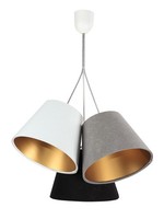 HäNgelampe Stoff Grau Schwarz Weiß Gold Jocy Esszimmer Wohnzimmer Pendelleuchte