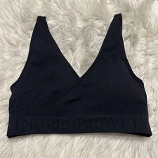 Kindred Bravely Medium Bra Black Wireless Pullover Crossover Removable Pads