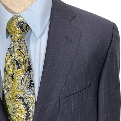 Brooks Brothers Madison Blazer 42L Men Navy Pinstripe Vitale Barberis Canonico