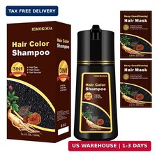 Black 3-in-1 Hair Dye for Men  Women - Long-Lasting Gray Hair Coverage, Shampoo