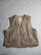 Vintage Carhartt Sherpa Lined Duck Canvas Vest Mens Sz 2XL Brown Western V26 MRH