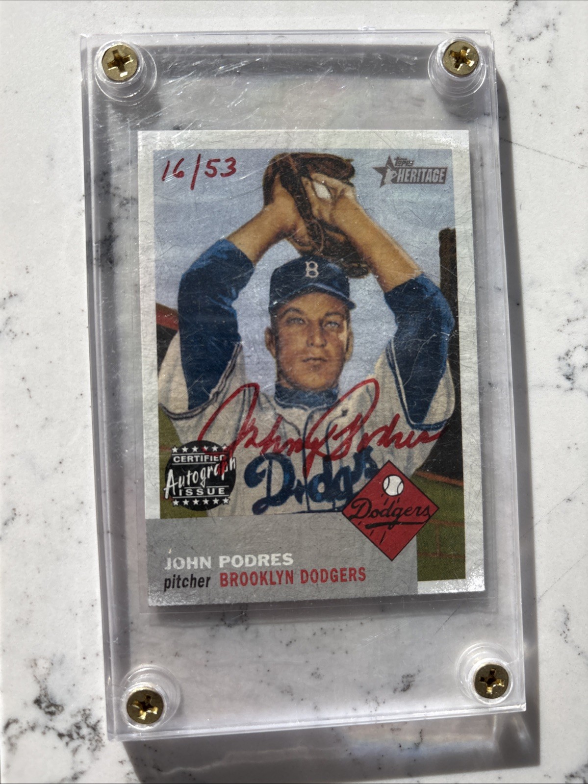 2002 Topps Heritage - JOHNNY PODRES - Real One Autograph - BROOKLYN DODGERS