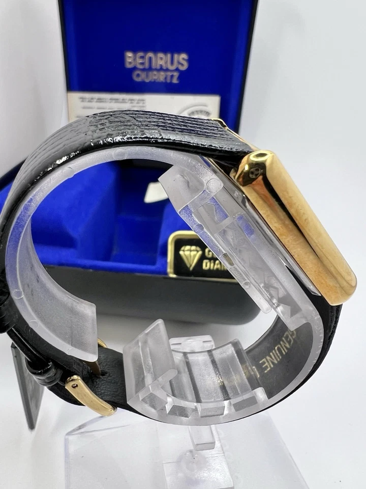 Редкие новые мужские часы из старых запасов Benrus Legacy Tank Moonphase подлинный бриллиант - Изображение 4 из 4