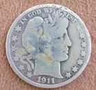 1911 Barber Half Dollar Rim Damage