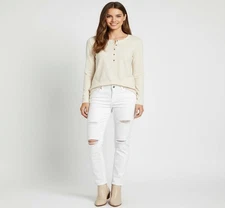 G.H. Bass & Co. Women’s Long Sleeve Henley Top Textured Knit