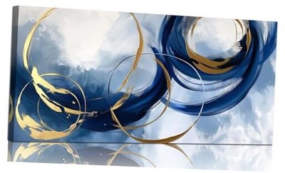 Abstract Wall Art Nave Blue Modern 20.00'' x 40.00'' blue abstract wall art-3