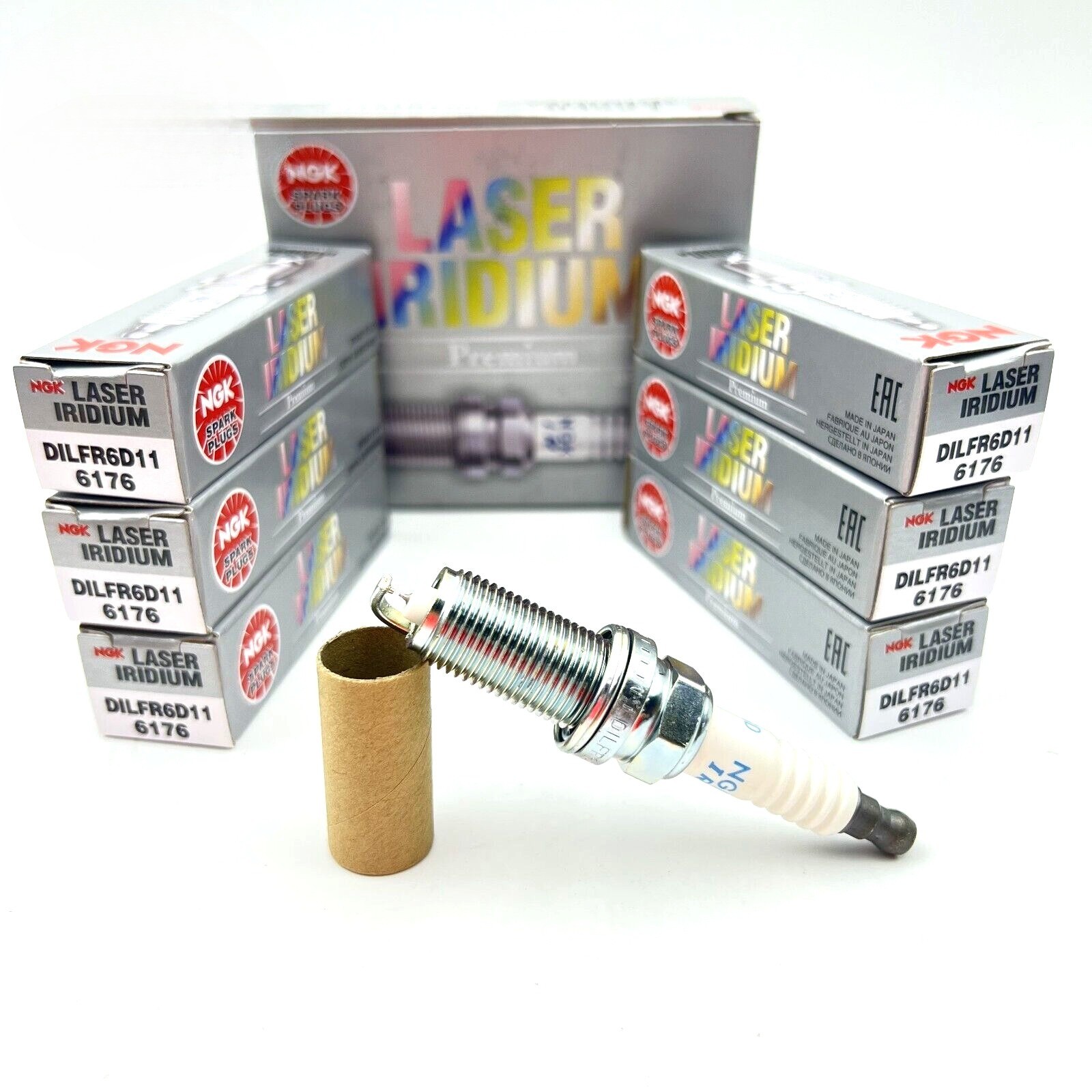 2X NGK 6176 DILFR6D11 Laser Iridium Spark Plug Gap 0.044 For Lexus Toyota 3.5L