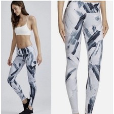 Alo Yoga High Rise Leggings Abstract Brush Print Gray Black Size Small