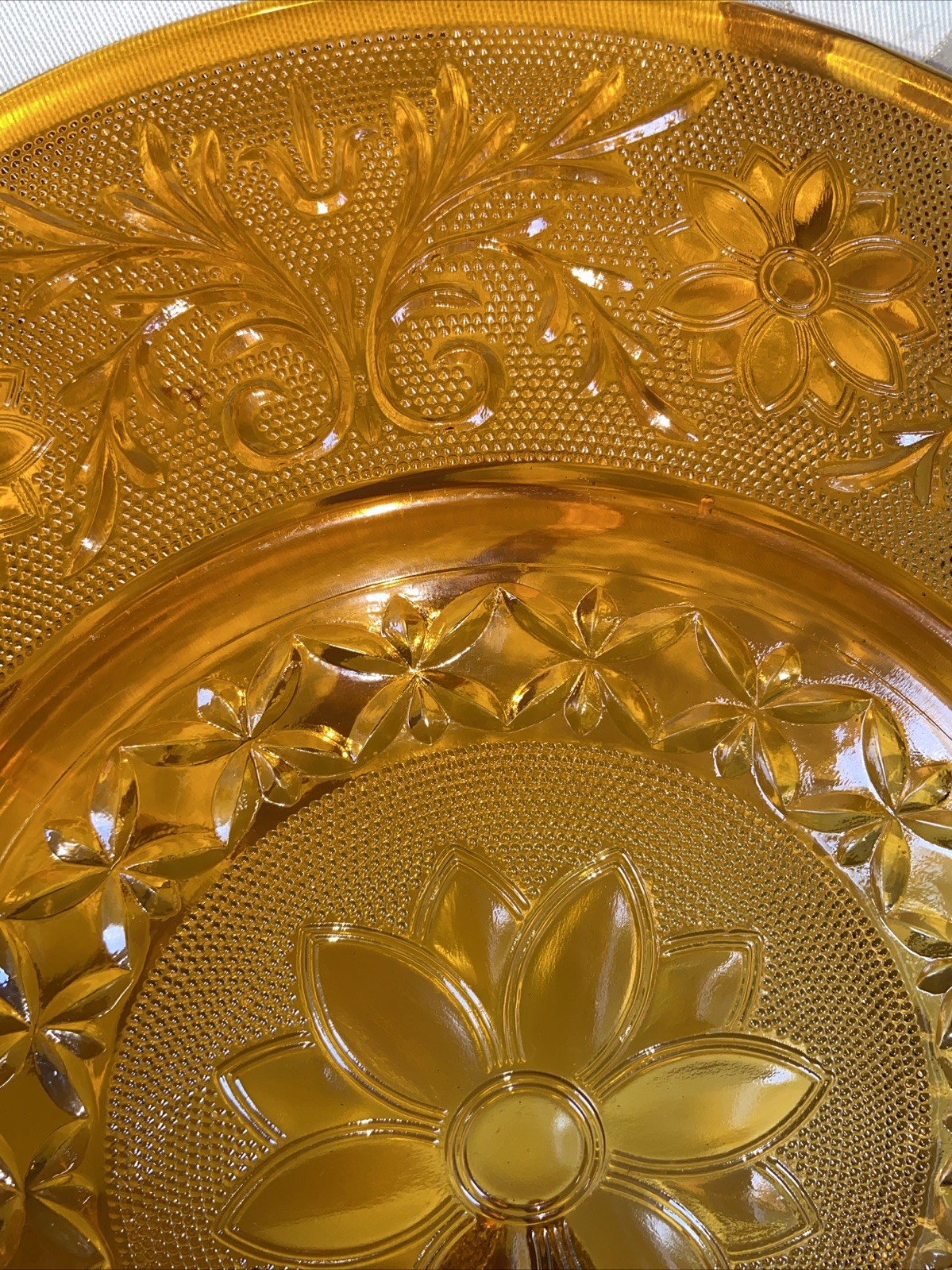 Vintage Indiana Glass Tiara Golden Amber Dinner Plate 10.25in.