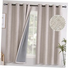 Linen Blackout Curtains 63 Inch Length for 52"W x 63"L Pack of 2 Beige