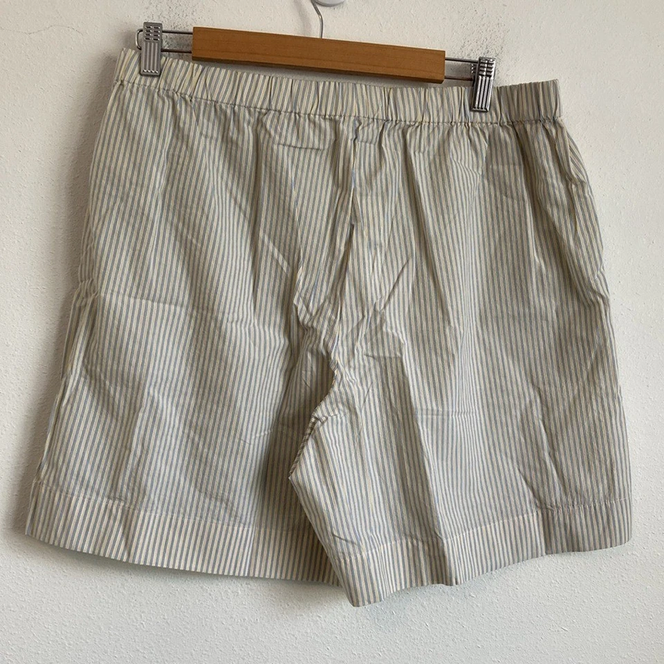 J Crew Mujer Algodón Popelina Largo Boxer Corto a Rayas Mediano Plátano Color Crema Foto 4 de 4