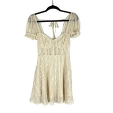Urban Outfitters Roxie Lace Milkmaid Romantic Mini Dress Cream S