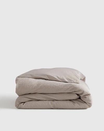 Quitte Luxe Waffelmuster Bettbezug Twin In Beige - Bild 1 von 10