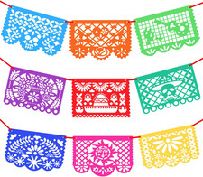15Ft 9Pcs Mexican Party Banners - Felt Papel Picado Banner - Mexican Fiesta Part