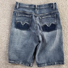 Y2K Route 66 Denim Shorts Mens 34 Blue Stone Wash Baggy Relaxed Casual Jorts