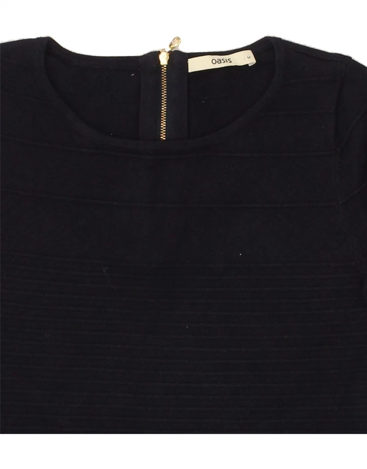 OASIS Womens Blouse Top UK 12 Medium Navy Blue Cotton AN14 - Image 3 of 3