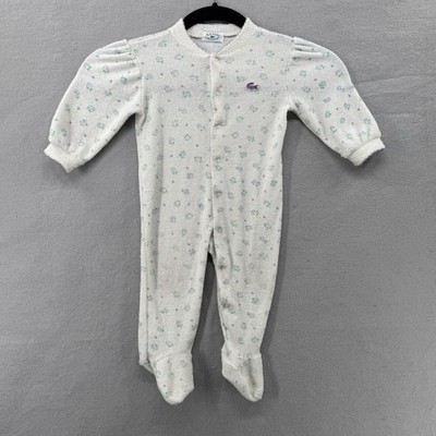 Lacoste Izod Romper Terry Cloth 0-3 Months Purple Blue Green One Piece Vintage