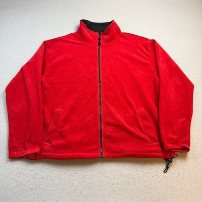 Vintage Cheetah Red Full Zip Fleece Jacket Large Outdoor Lightweight