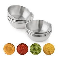 8 PCS Stainless Steel Mini Soy Sauce Dish, Small Individual Round Seasoning B...