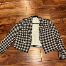 Women s Rachel Zoe Cropped Black And White Tweed Jacket Size Med