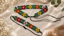 Beaded jewelry SET choker+bracelet Flower Gar...