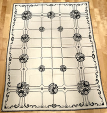 Wunderschöne alte große Tischdecke gestickt Kreuzstich 150 x 116 cm Leinen (?)