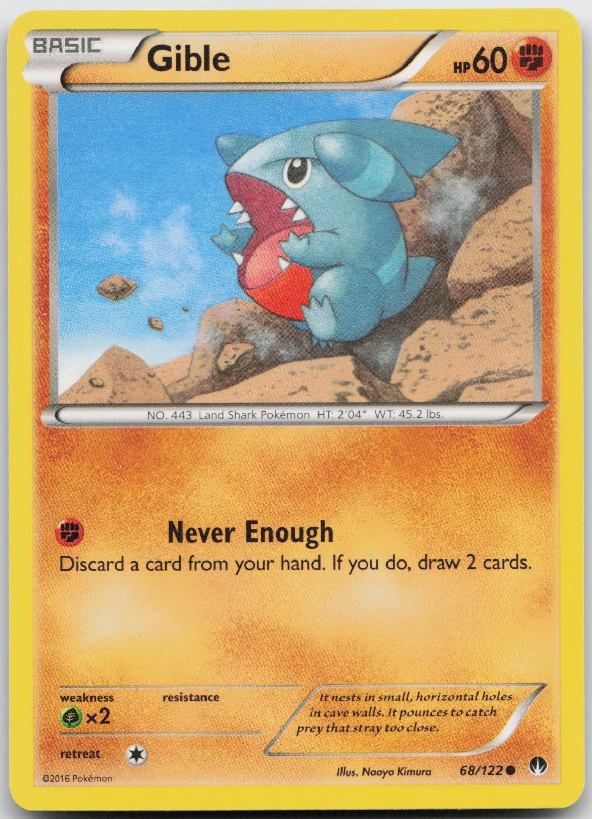 Gible Common Fighting XY - BREAKpoint 68/122 LP 2016 Naoyo Kimura