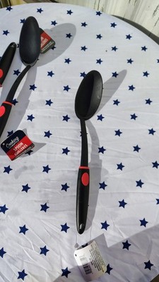 Cooking Concepts Cooking Spoon Set 4-Piece Black Red Plastic Utensils