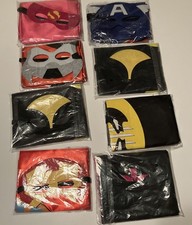 Lot Of 8: DC Marvel Superhero Cape and Mask Costume Party Pack Set Dress Up. New