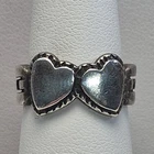 Vintage Coro Sterling Silver 925 Chain Link Double Duette Heart Ring Sz 4.75