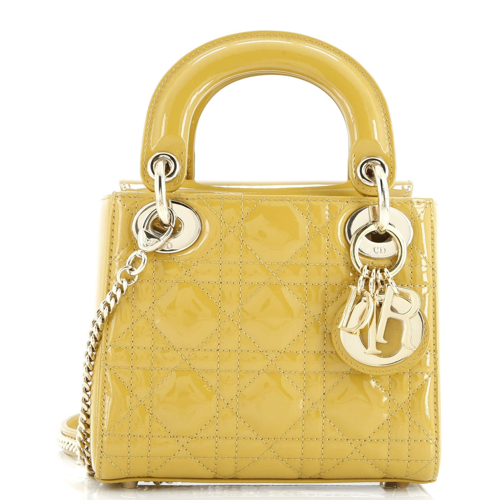 Christian Dior Lady Dior Chain Bag Cannage Quilt Patent Mini