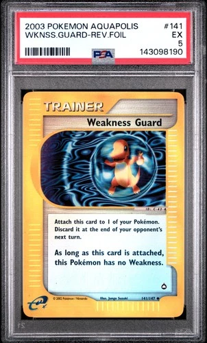 2003 POKEMON AQUAPOLIS #141 WEAKNESS GUARD-REVERSE FOIL PSA 5