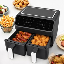 12L Dual Zone Digital Air Fryer Oven Cooker Oil Free Low Fat With100 Paper Tray