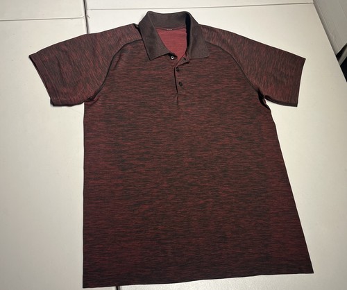 Lululemon Poloshirt Herren Large rot schwarz Evolution Metal Vent Golf Freizeit