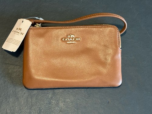 Coach Corner Zip Wristlet Brown Leather NWT - Picture 6 of 6