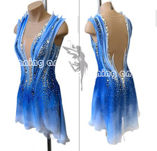 Figure Skating Dress Women's / Girls' Ice Skating Dress blue dyeing handmade