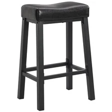 eHemco Heavy-Duty Faux Leather Saddle Seat Kitchen Barstool, 29" (Collectible)