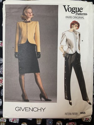 Vtg Vogue Paris Original Givenchy Pattern 1665 Size 10 Jacket Skirt Pants Uncut