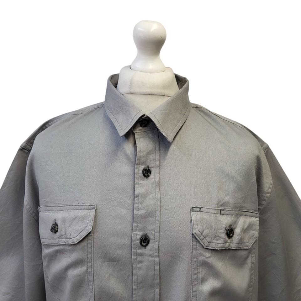 Wrangler Vintage Western Shirt Relaxed Fit Grey Short Sleeve Men's UK