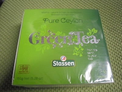 New ! 100 Tea Bags Stassen Pure Ceylon Green Tea 
