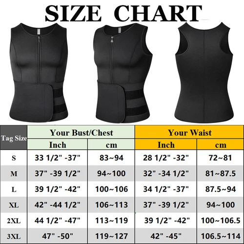 Men Sauna Sweat Vest Suit Waist Trainer Body Shaper Weight Loss Tank Top Workout - Picture 21 of 31
