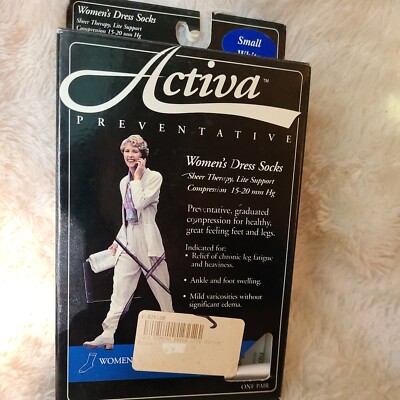 Activa Women's Dress Compression Socks 15-20 mmHg Sheer Therapy Lite White Small