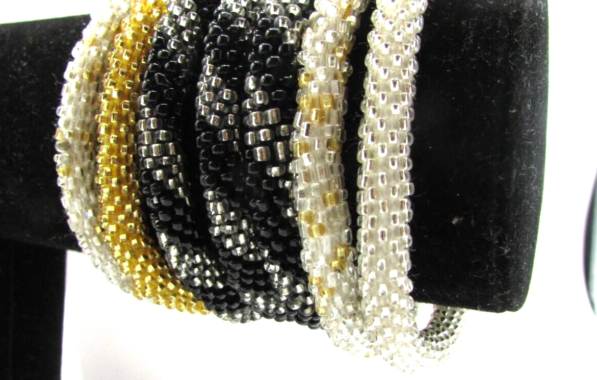 HSN NOGU STYLE YELLOW BLACK & WHITE BEADED NECKLACES & BRACELETS SET NWOT JB16 - product detail image 7
