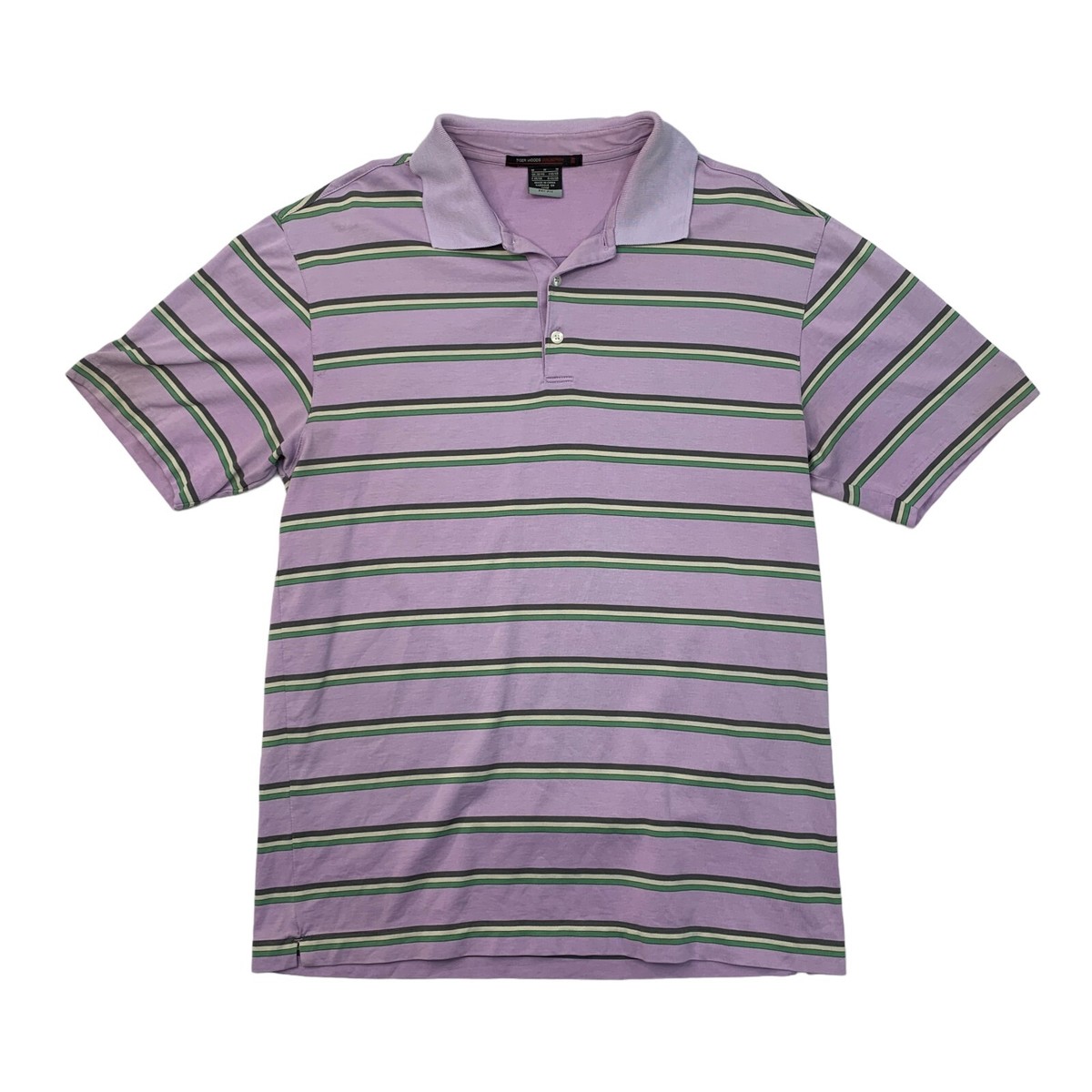 Tiger Woods Golf Shirt Mens M Medium Lavender Purple Striped