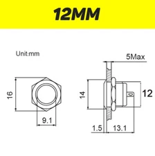 Short Mini Push Button Switch Power Led Light Momentary Pressure Switch Electric