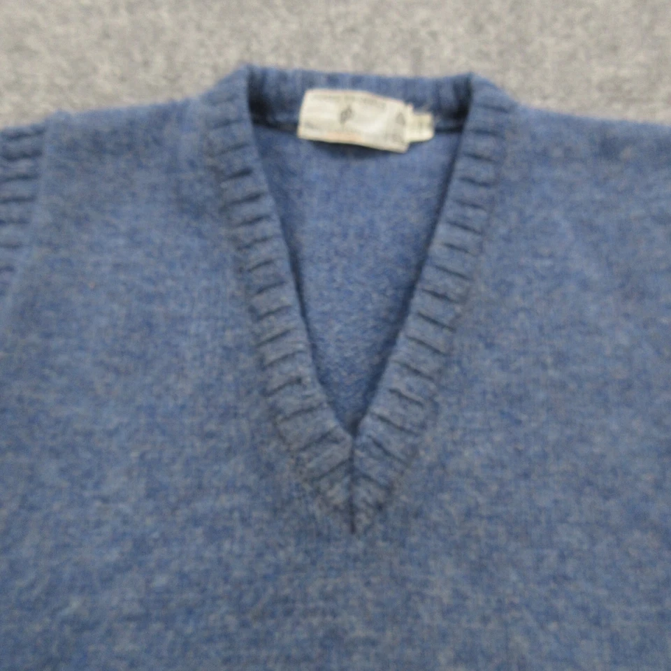 James Pringle Suéter Hombres Medio Azul Tejido Lana Cuello en V Chaleco Clásico Pullover Foto 3 de 4